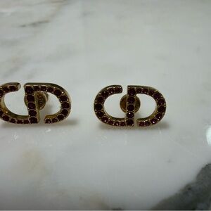 Dior Gold Earrings with Pink Crystals